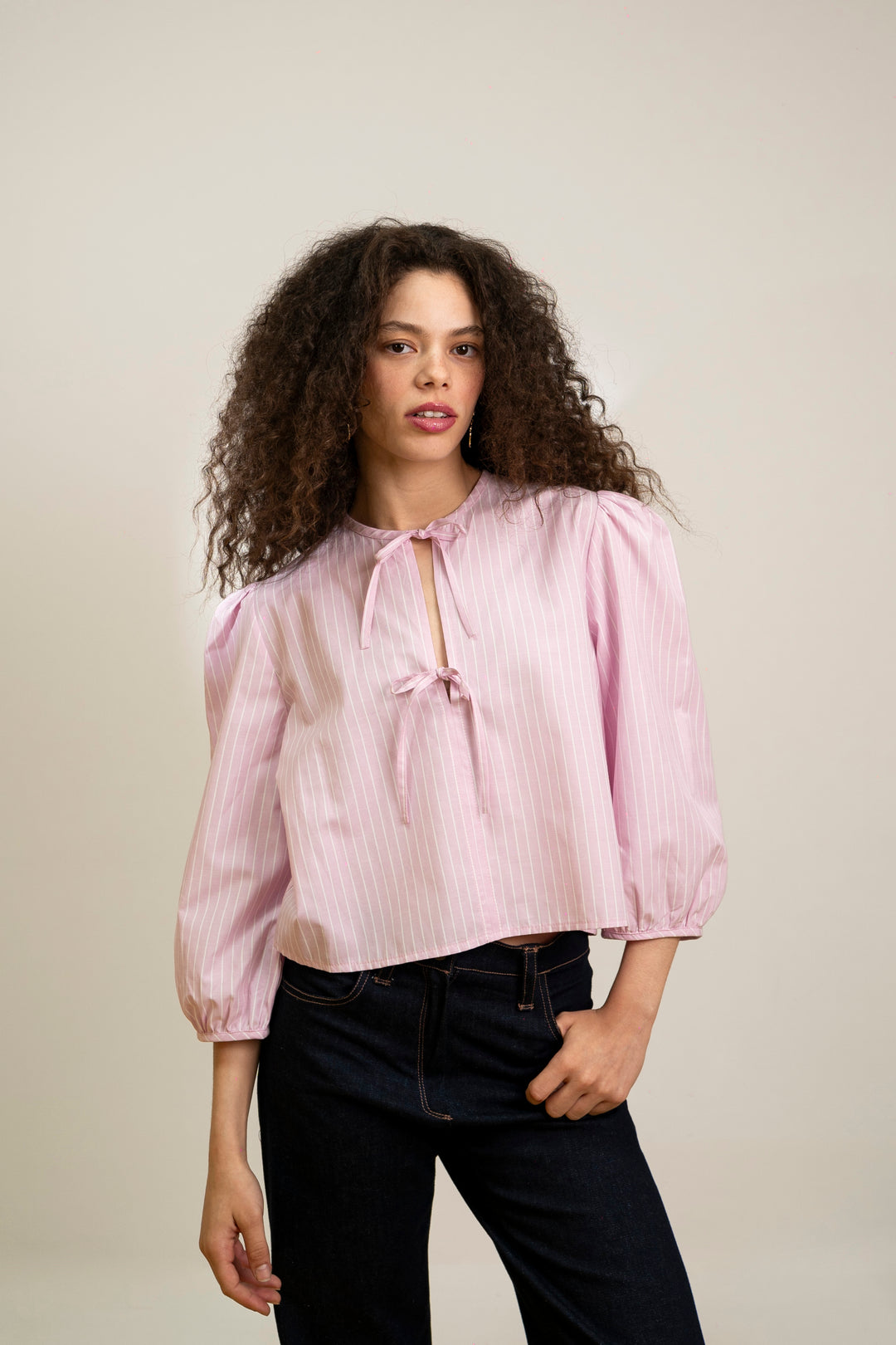 Blouse en coton rose