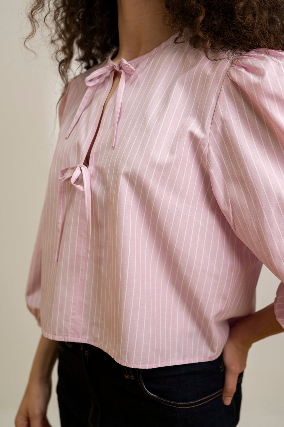 Blouse en coton rose