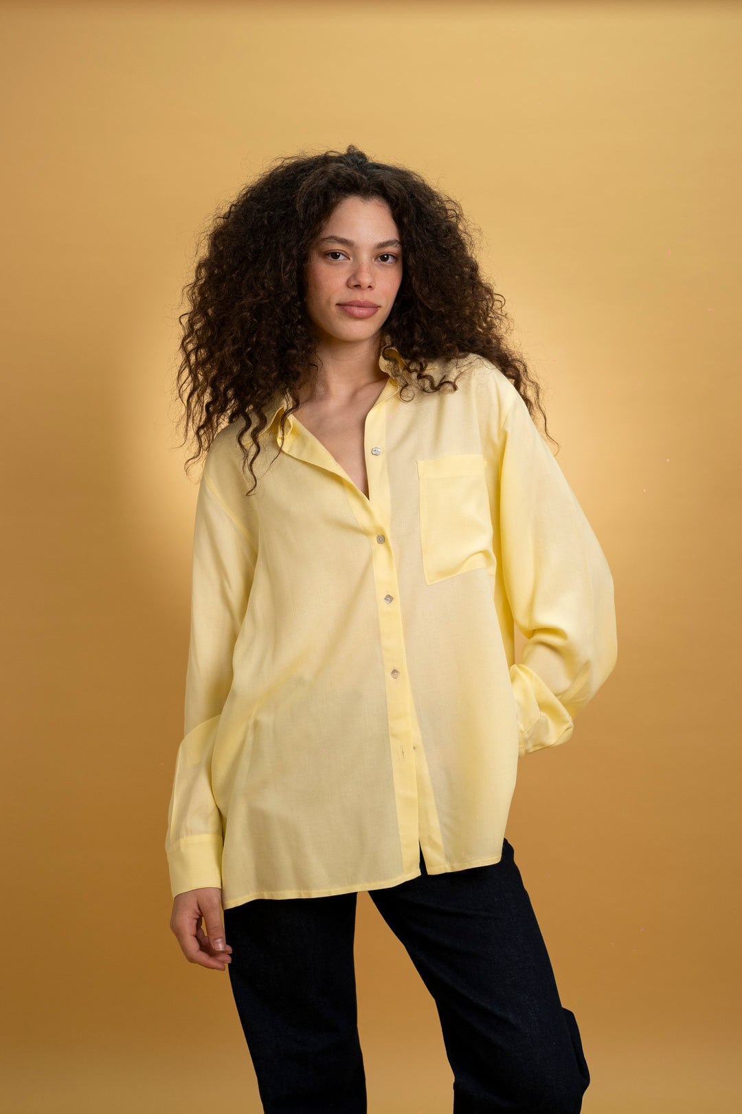 Chemise oversize coton jaune