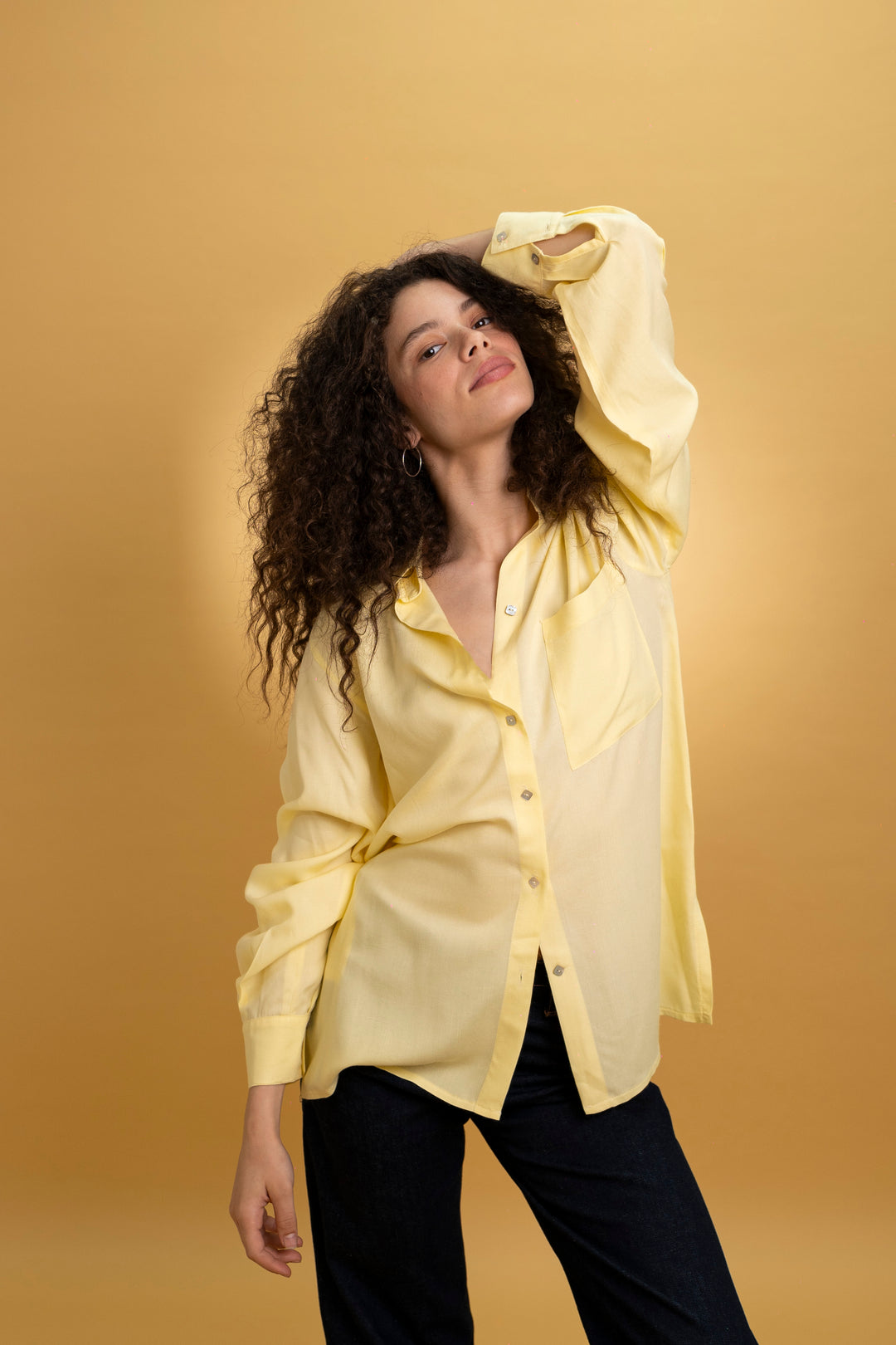 Chemise oversize coton jaune