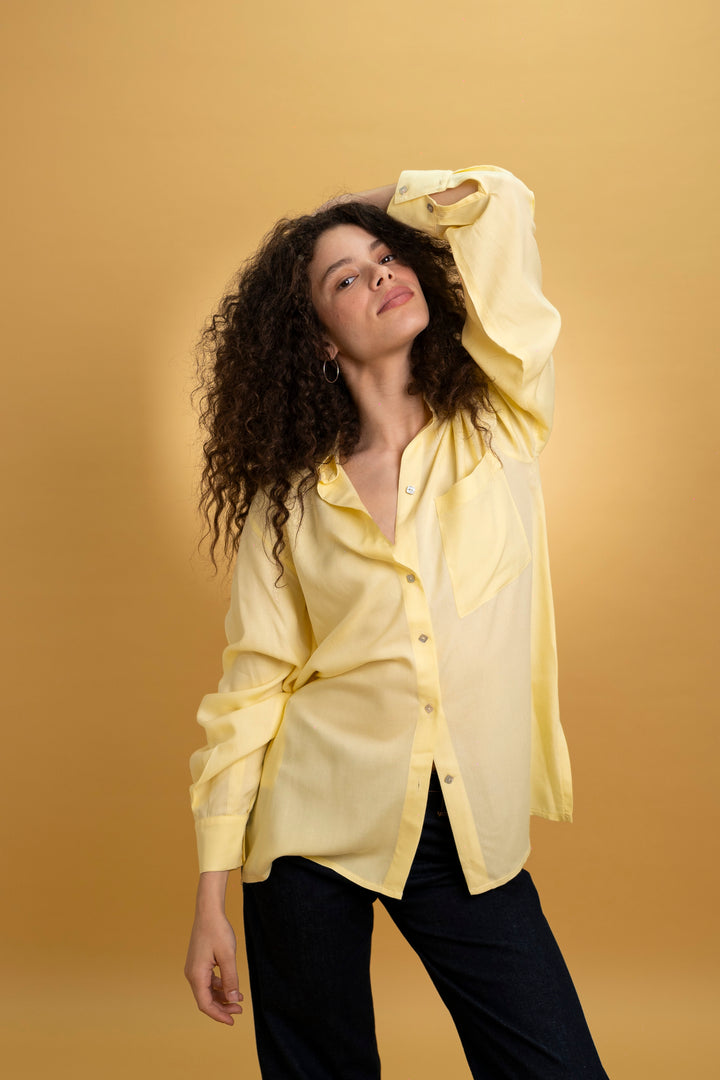 Chemise oversize coton jaune