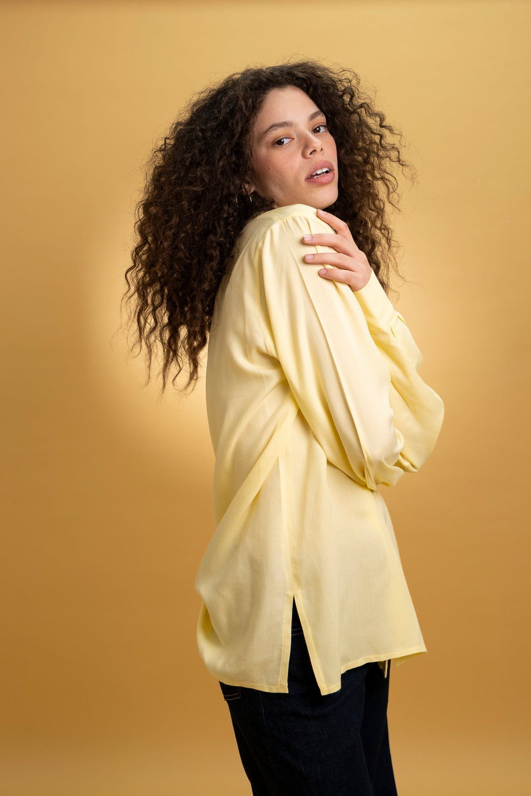 Chemise oversize coton jaune
