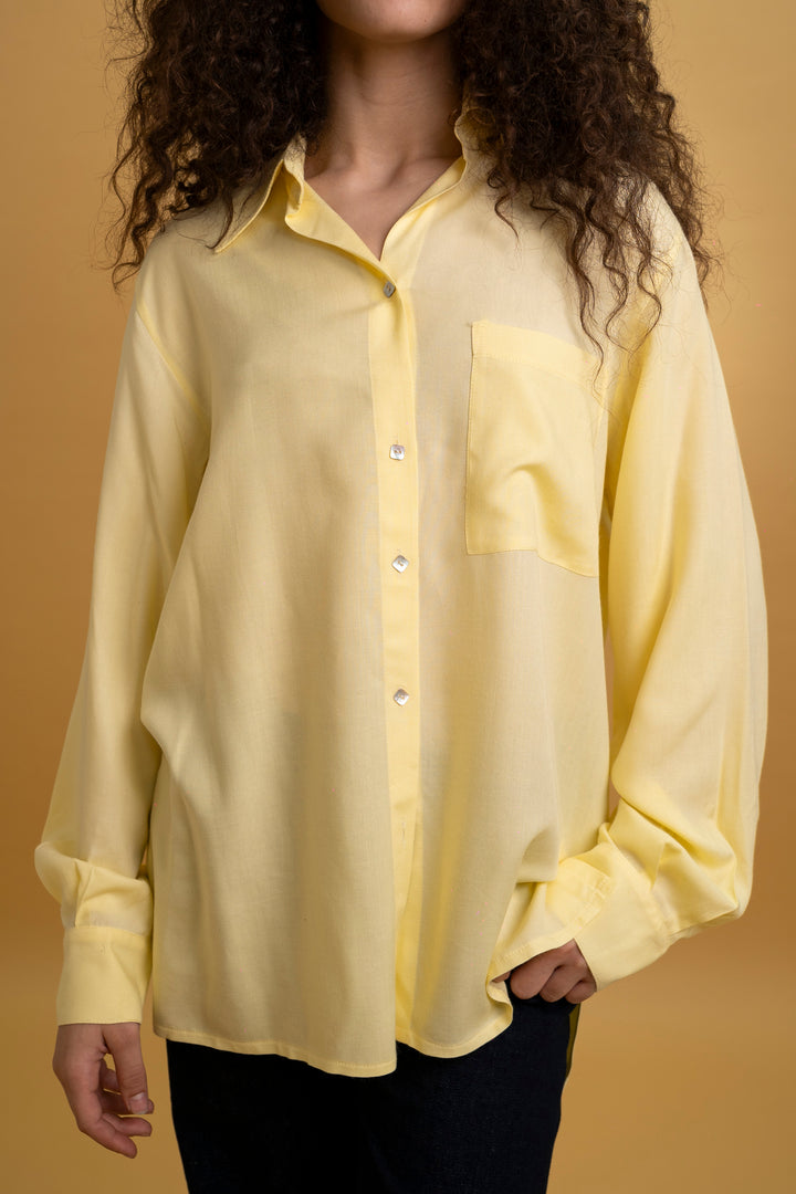 Chemise oversize coton jaune