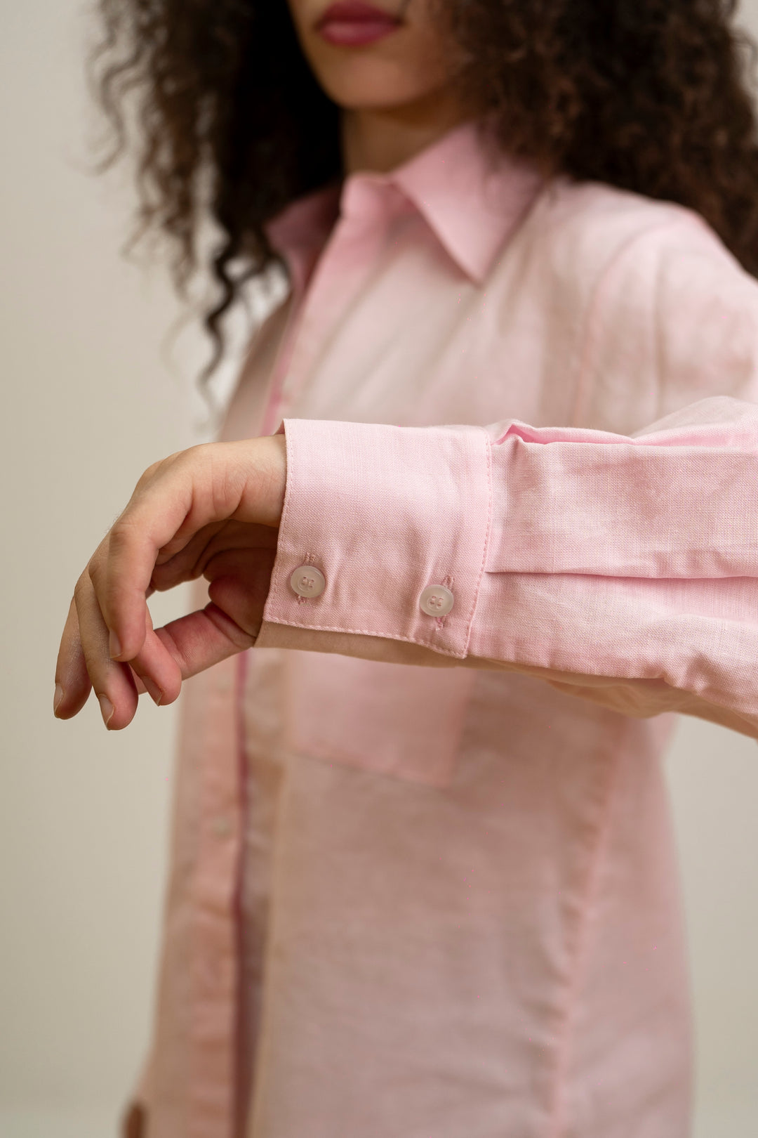 Chemise oversize lin rose