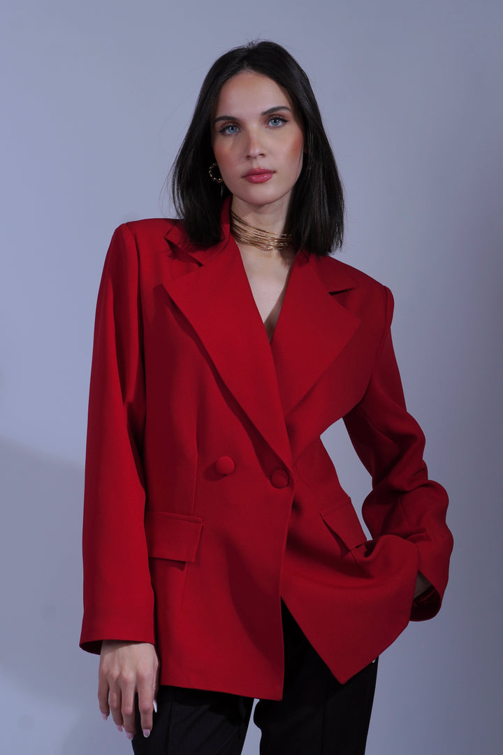 Veste oversize croisée rouge