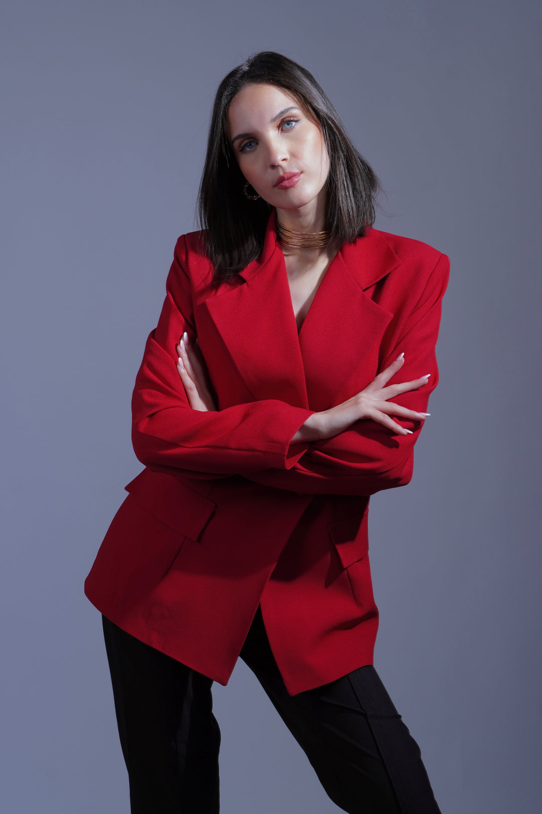 Veste oversize croisée rouge