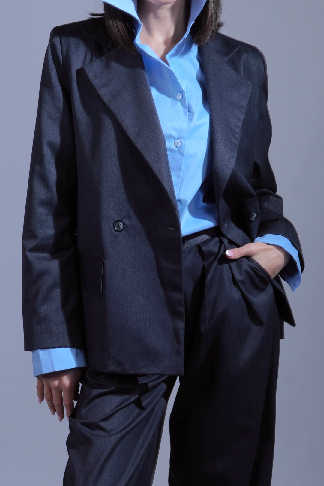 Veste tailleur gris ardoise