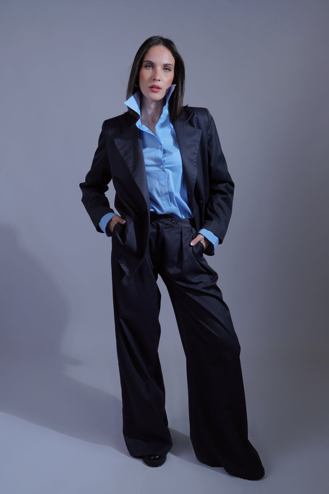 Pantalon large gris ardoise