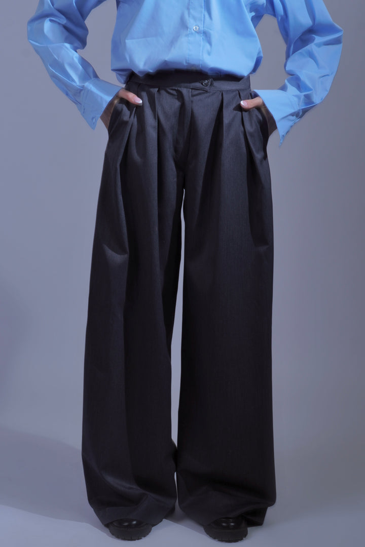 Pantalon large gris ardoise