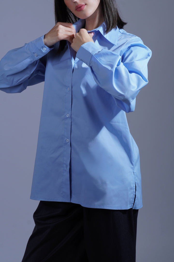 Chemise en popeline bleue ciel