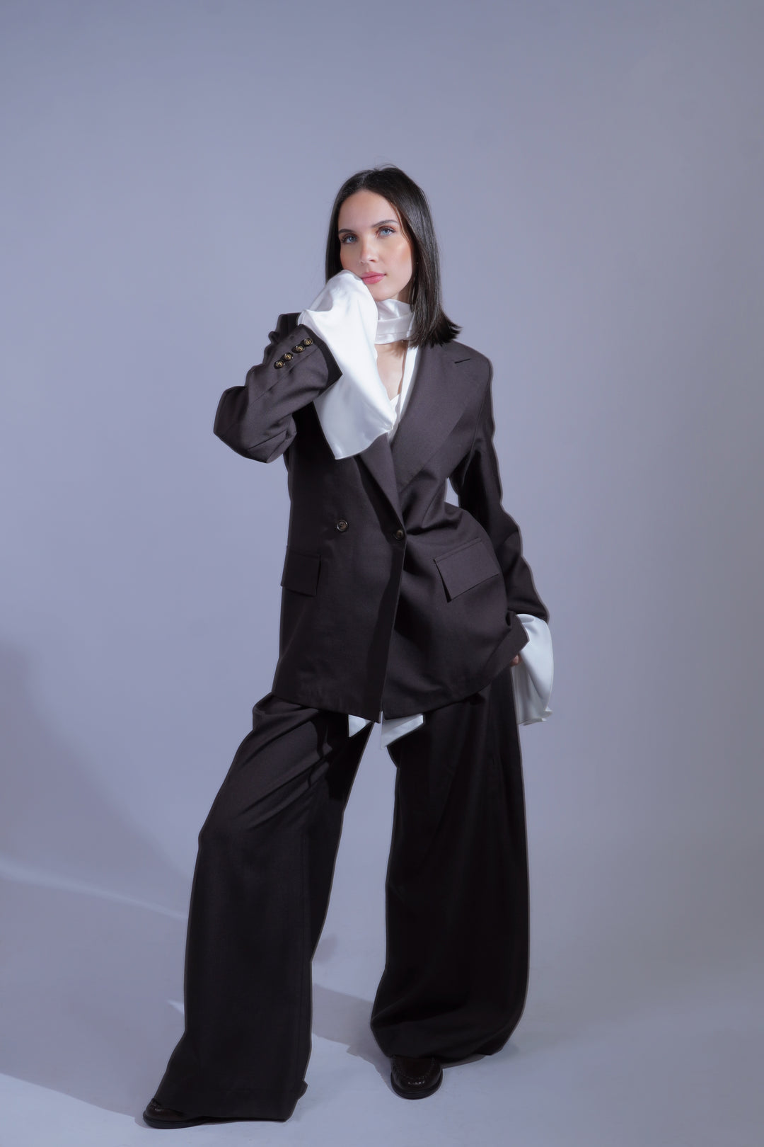 Pantalon à plis marron