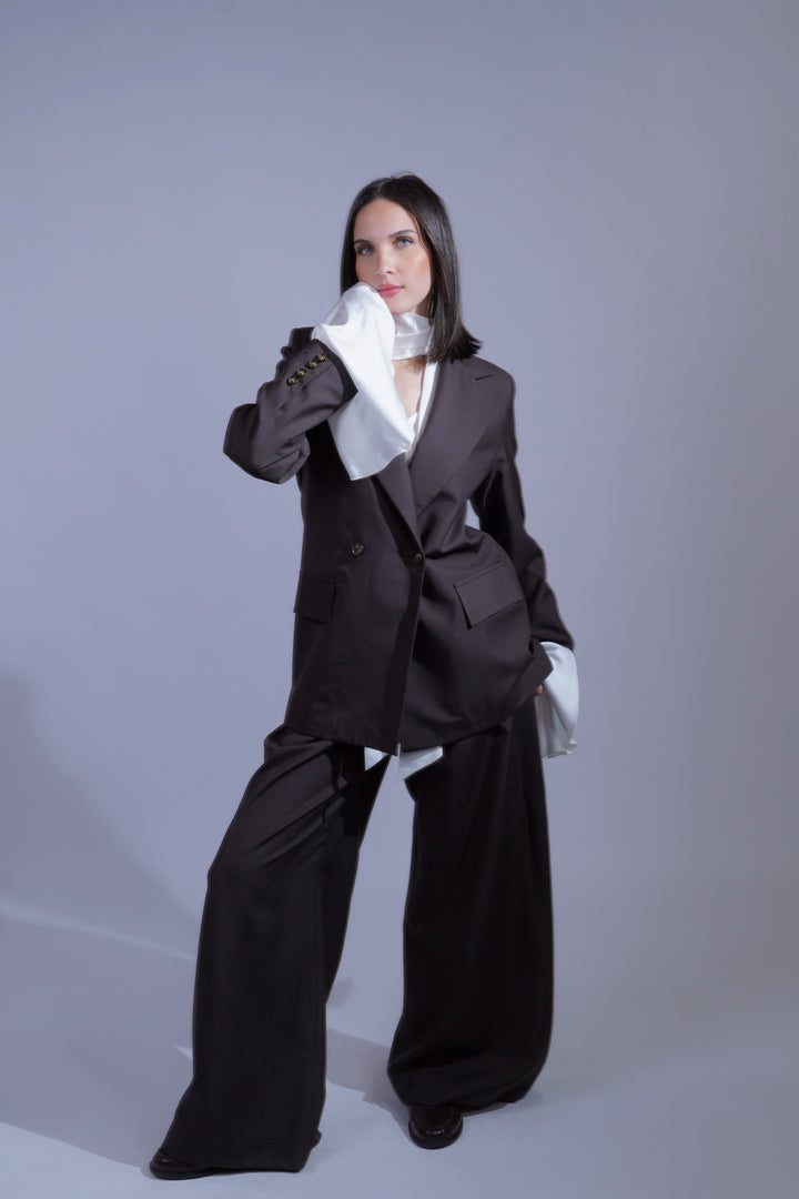 Pantalon à plis marron