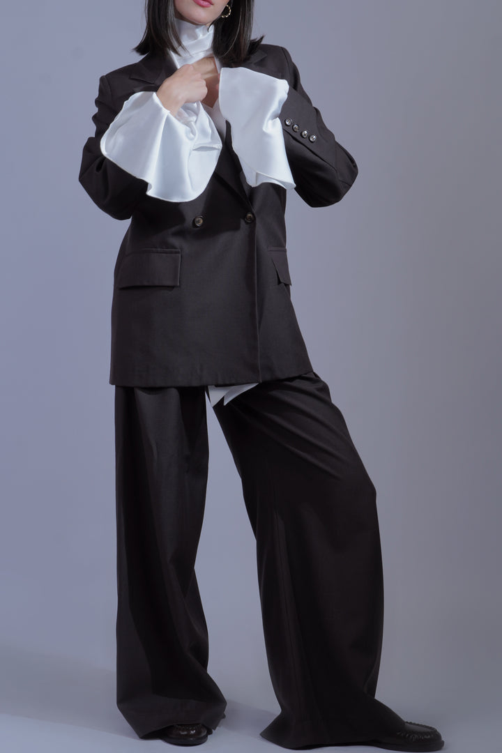 Pantalon à plis marron