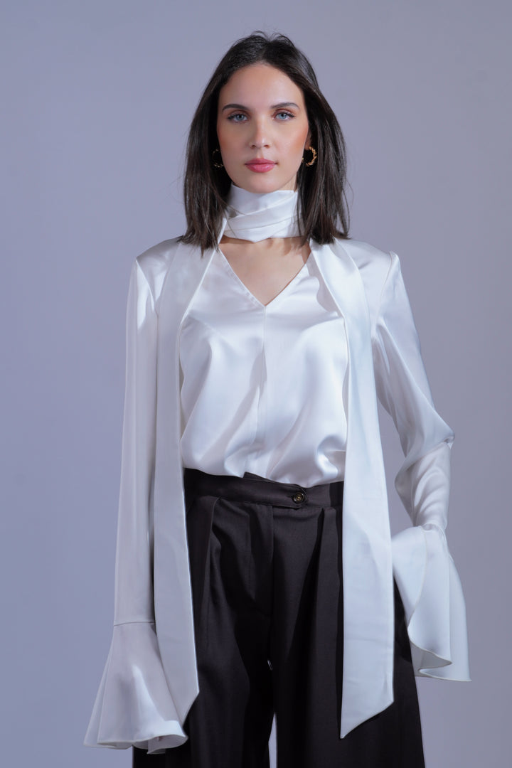 Chemise satin blanche