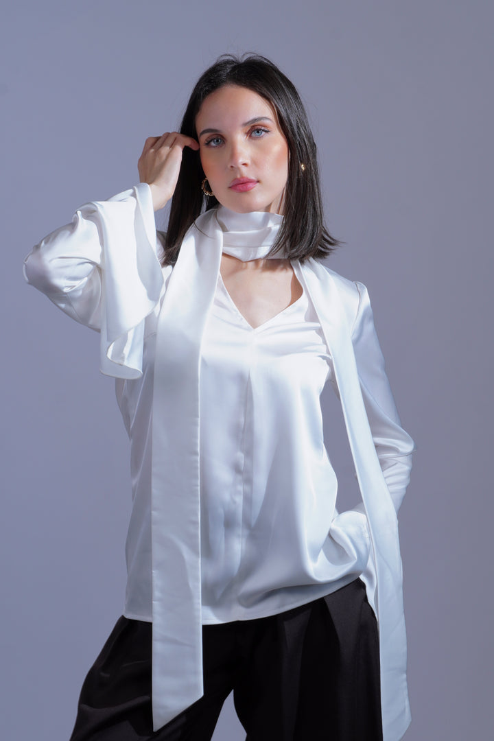 Chemise satin blanche