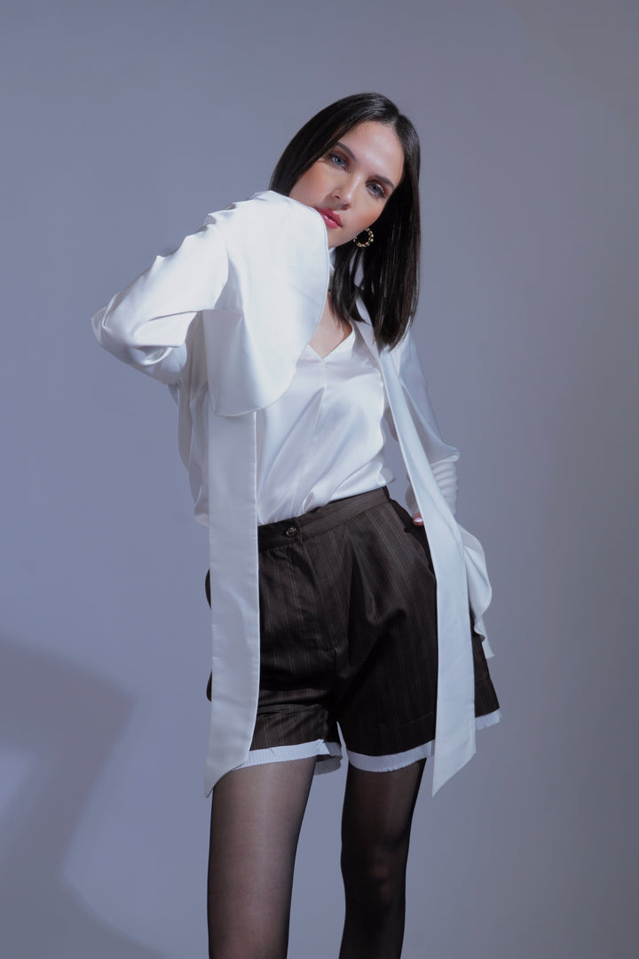 Short marron double couture