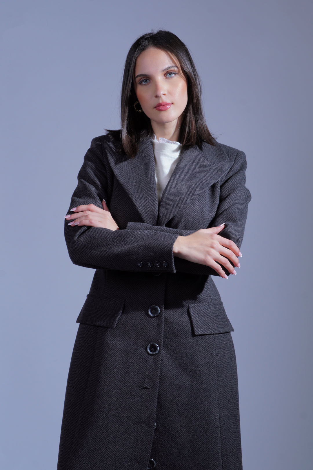 Manteau gris chevron