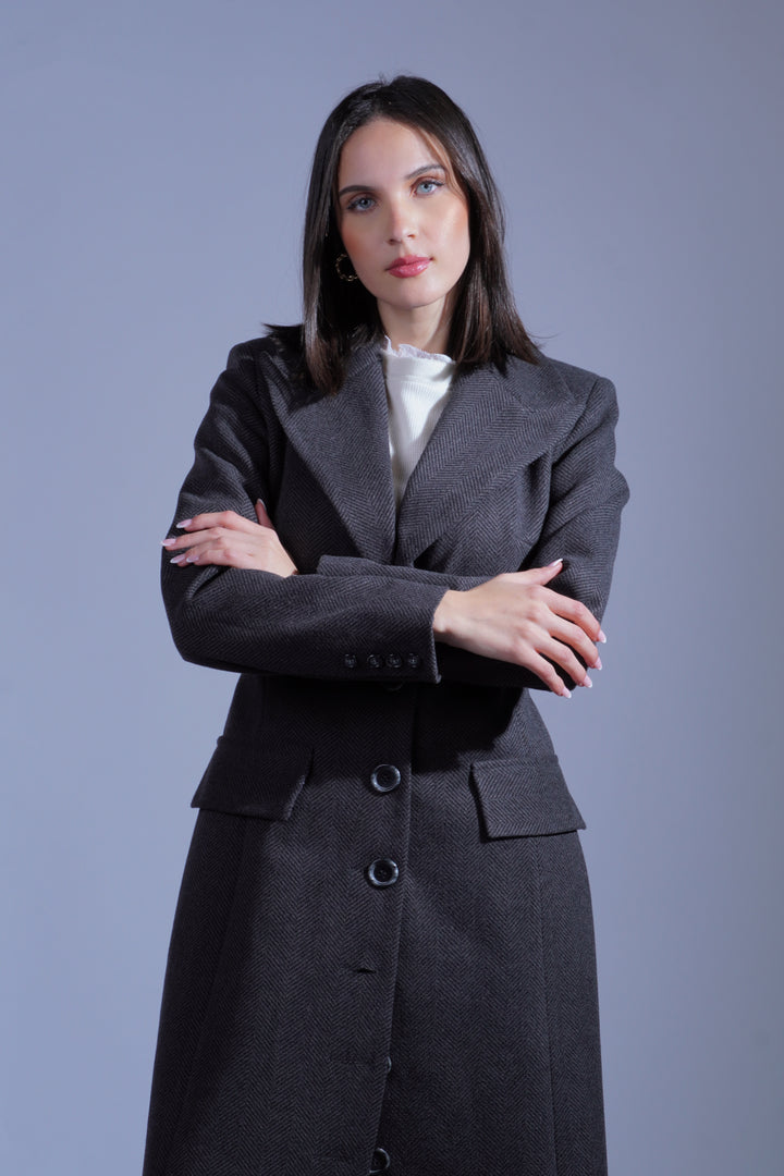 Manteau gris chevron