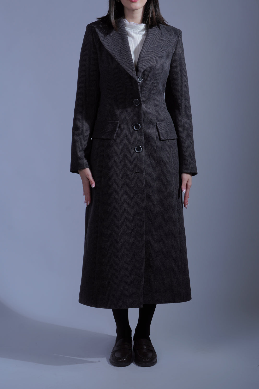 Manteau gris chevron