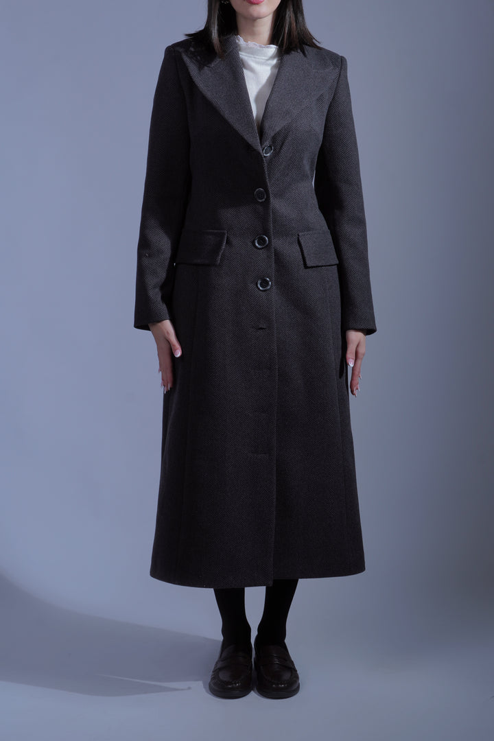 Manteau gris chevron