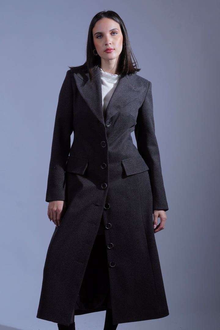 Manteau gris chevron