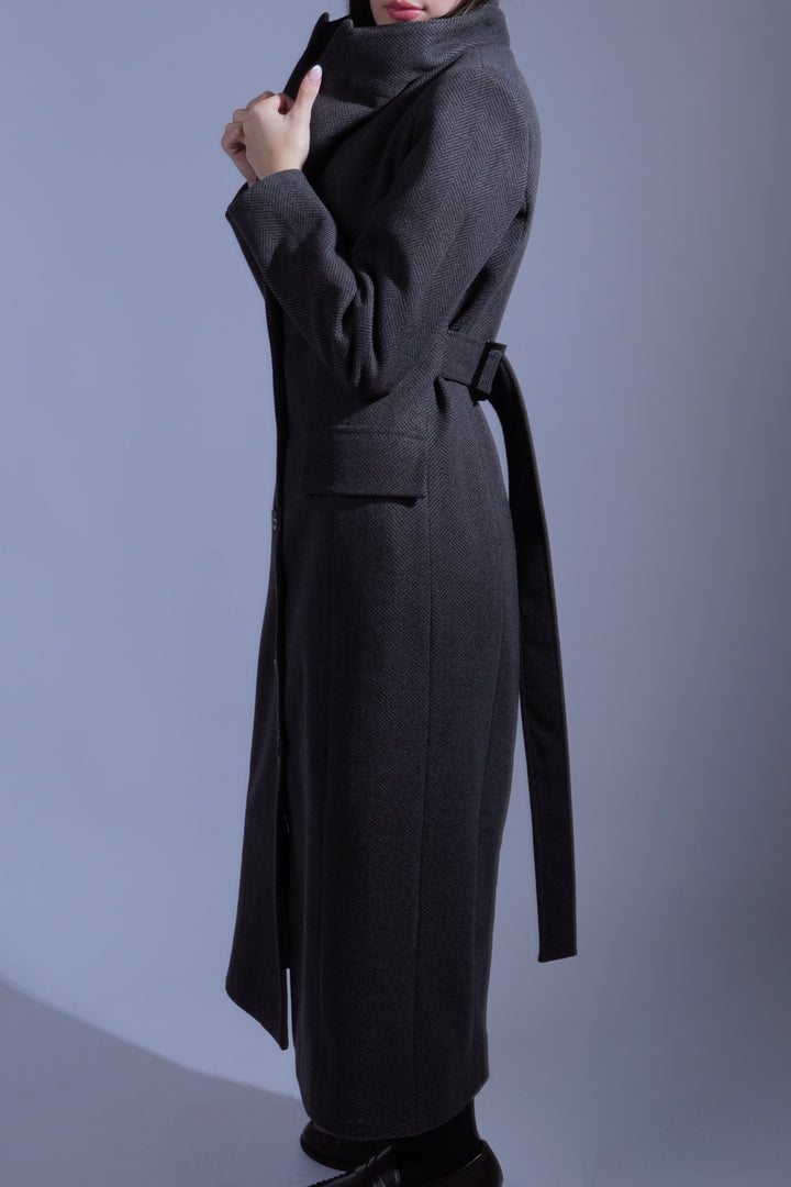 Manteau gris chevron