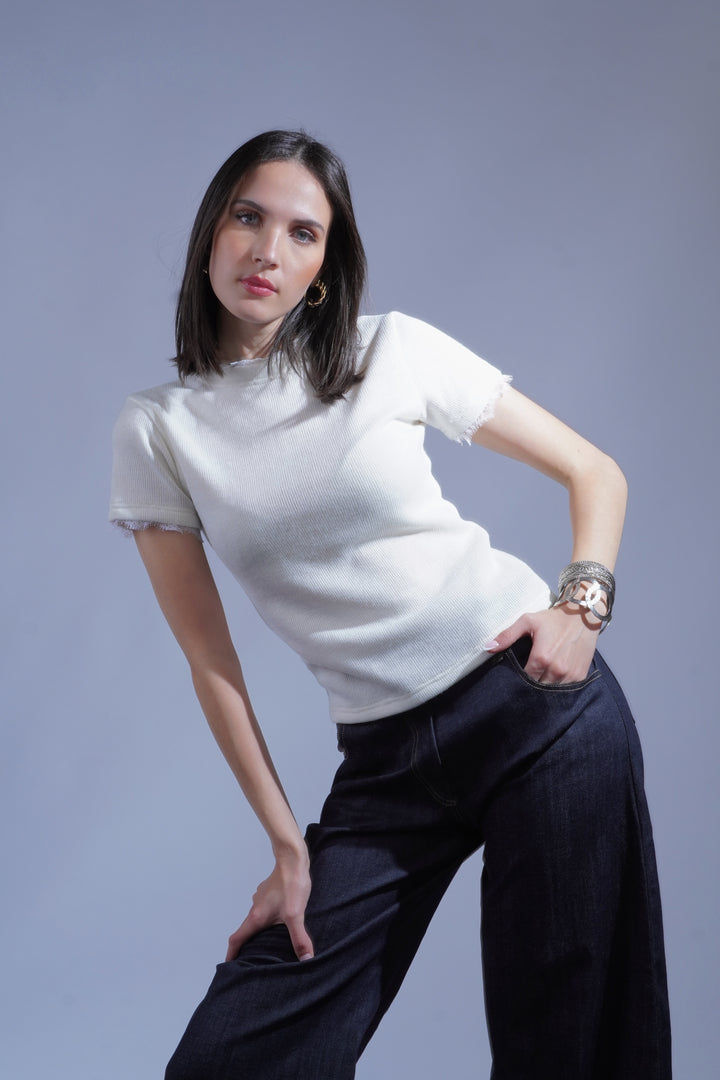 pull maille détails dentelle