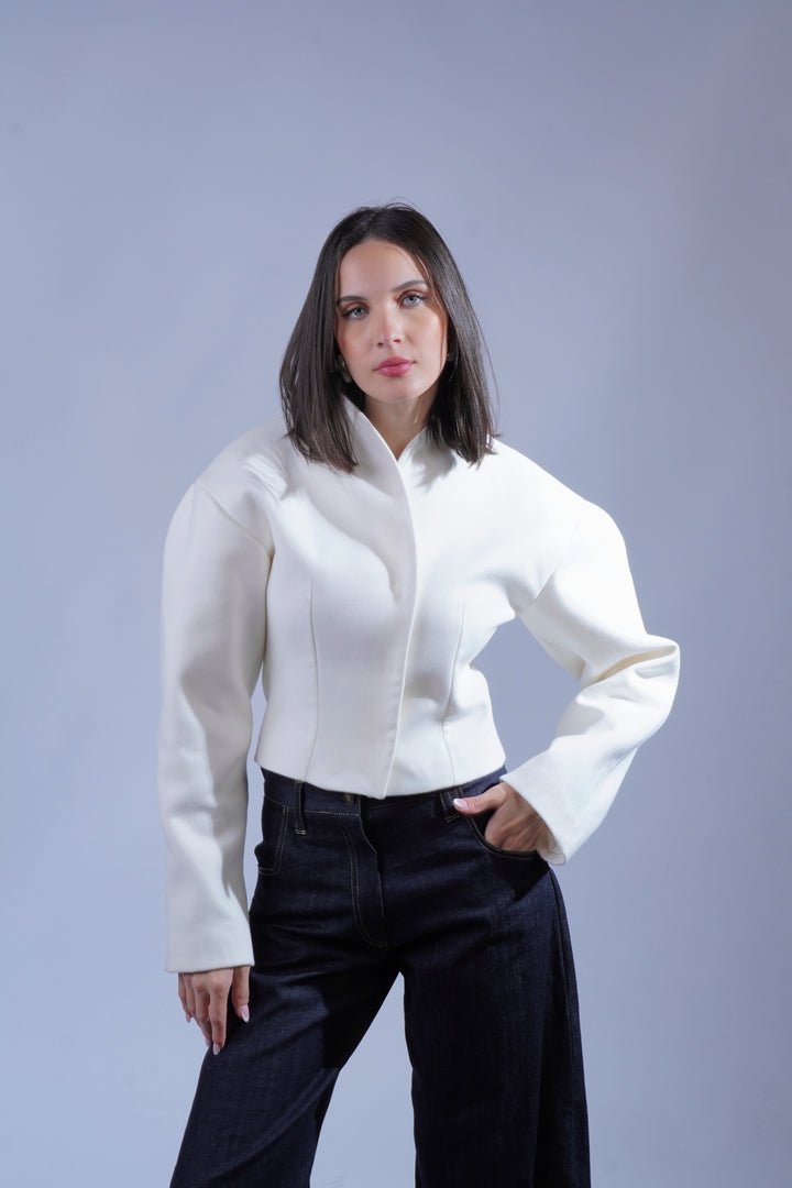 Veste structurée blanc cassé