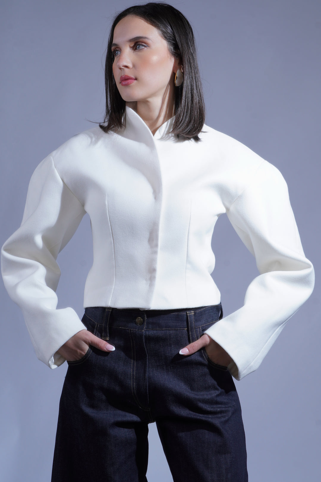 Veste structurée blanc cassé