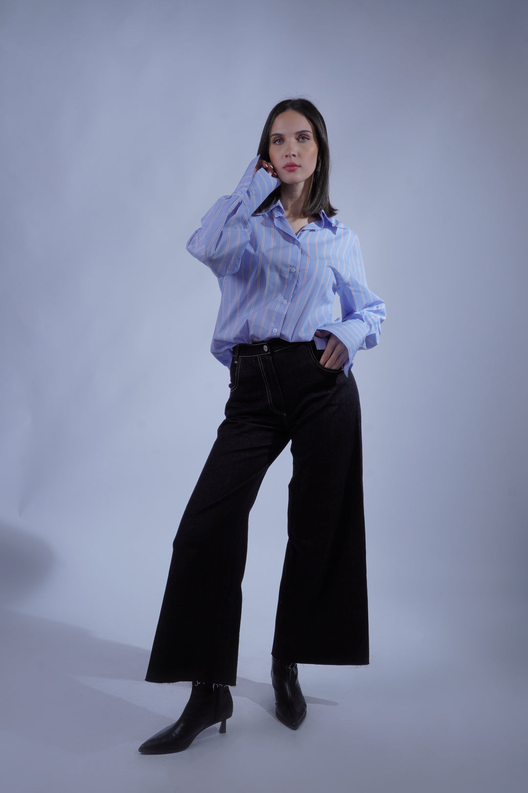 Chemise oversize bleue rayée