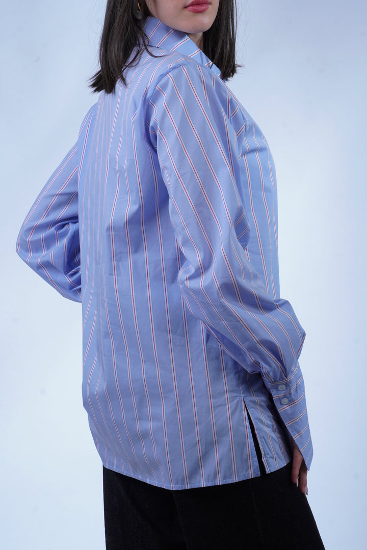 Chemise oversize bleue rayée