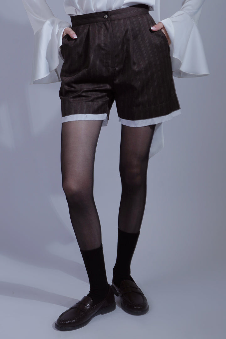 Short marron double couture