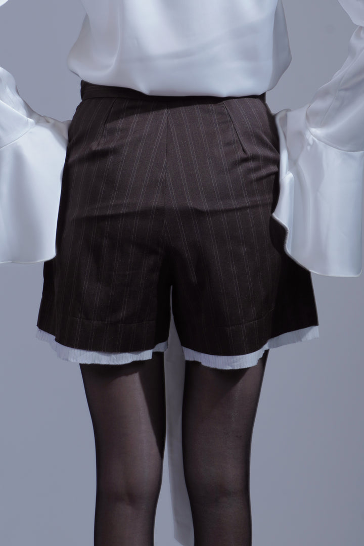 Short marron double couture