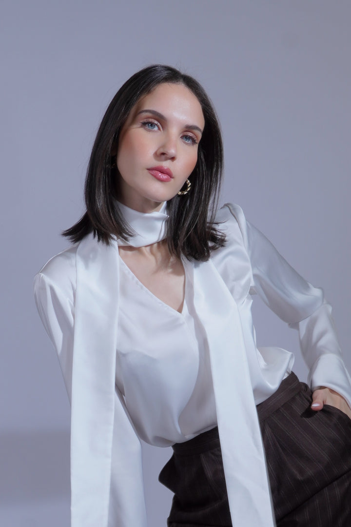 Chemise satin blanche