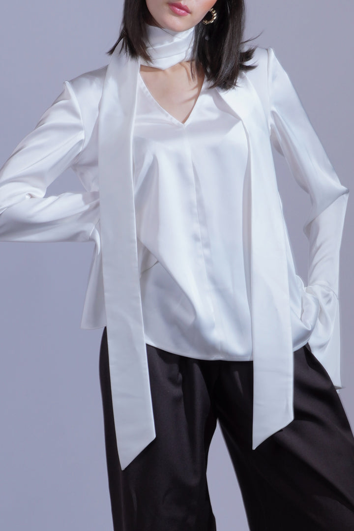 Chemise satin blanche