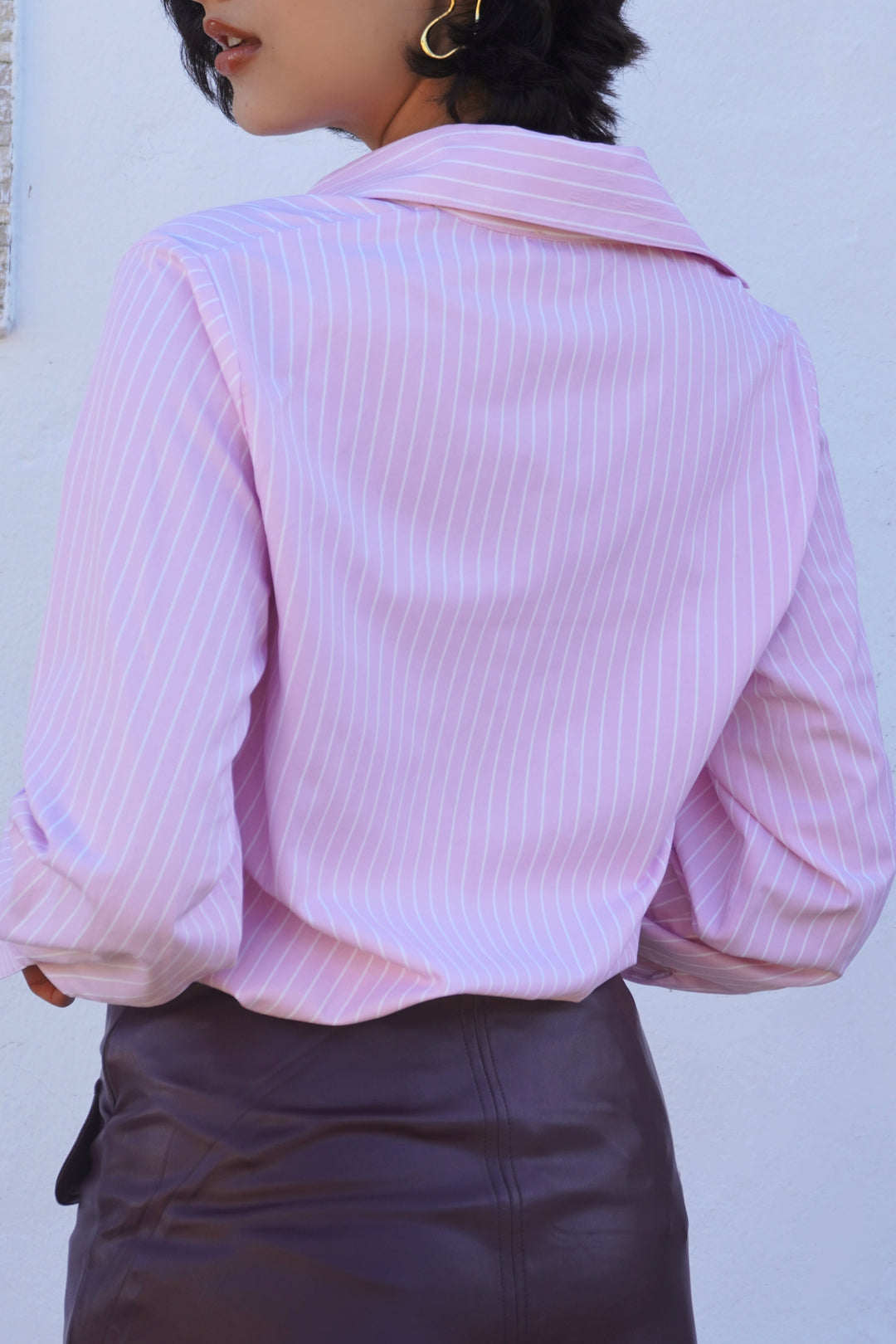 Chemise oversize rose rayée