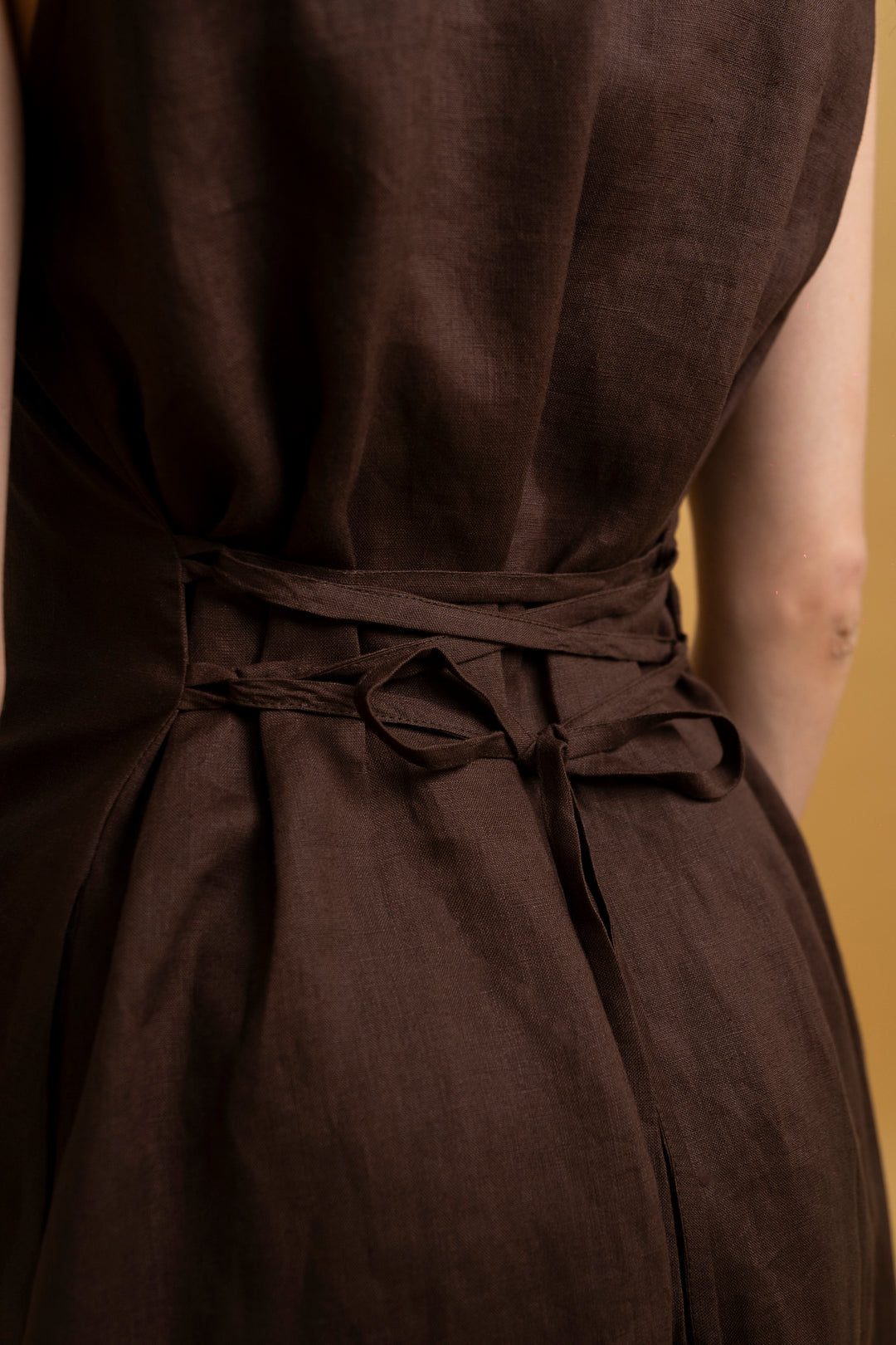 Robe midi en lin marron