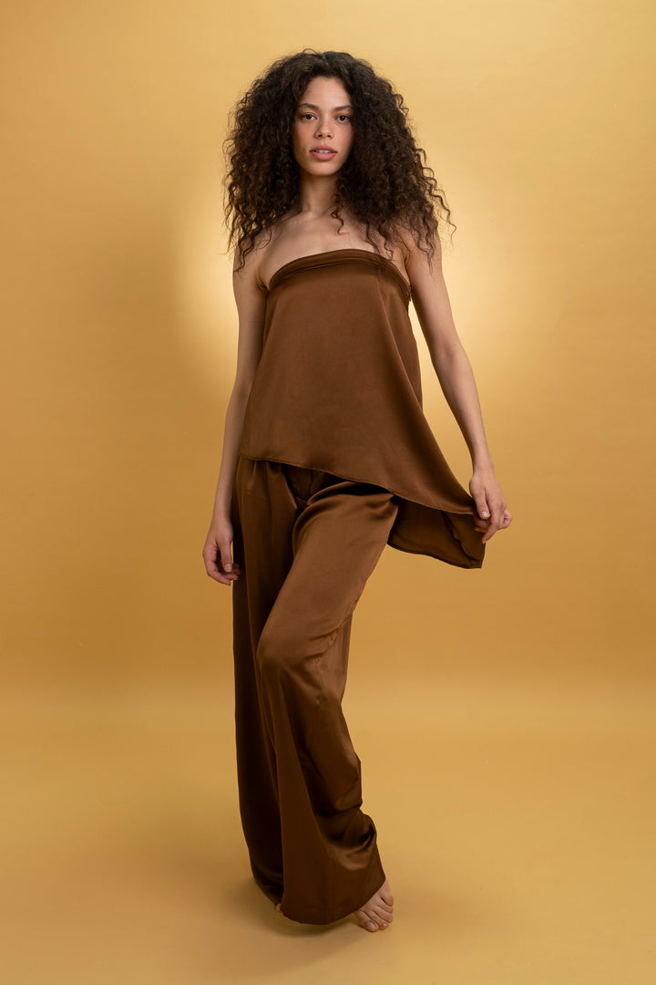 Top satiné marron