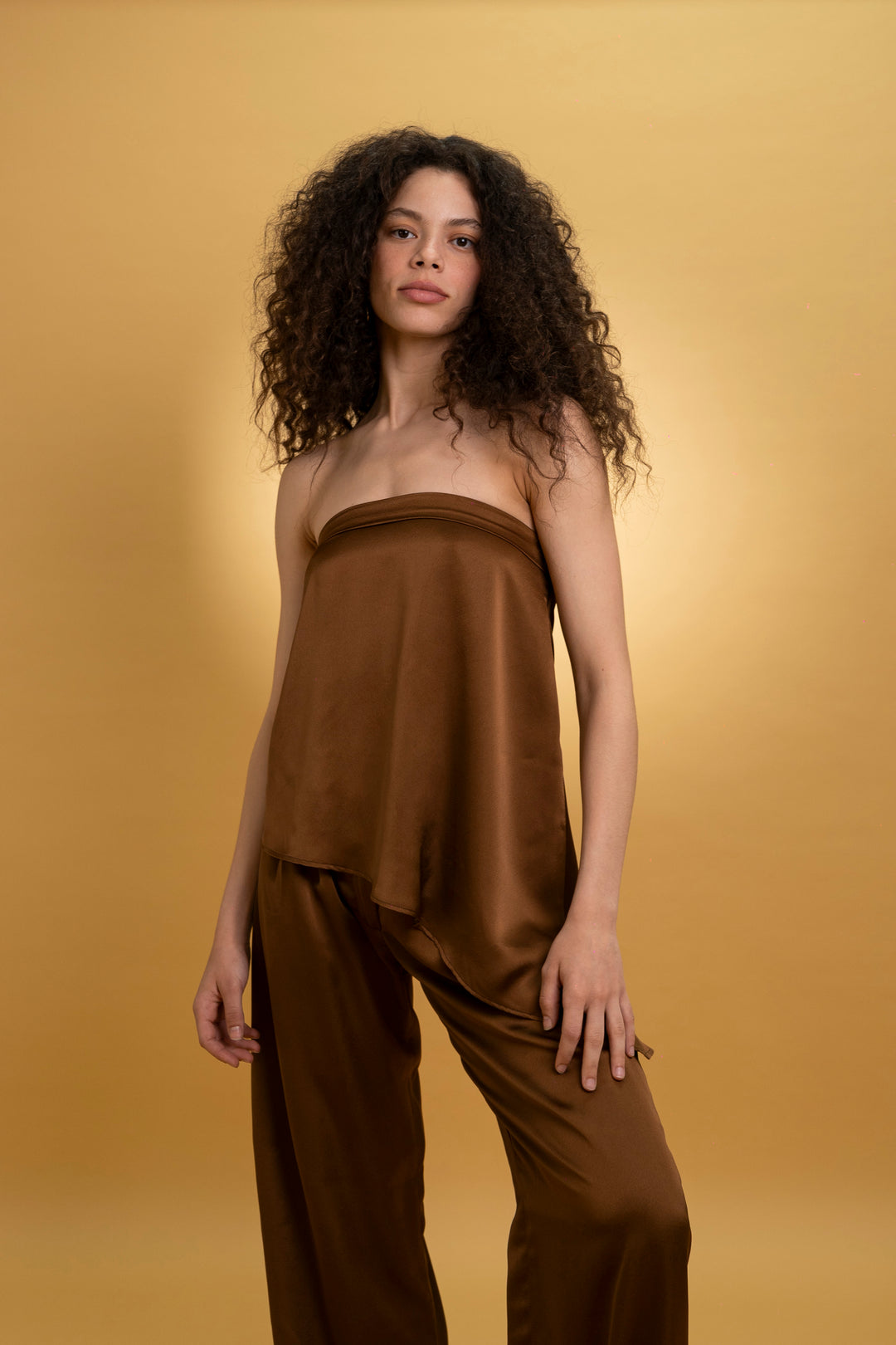 Top satiné marron