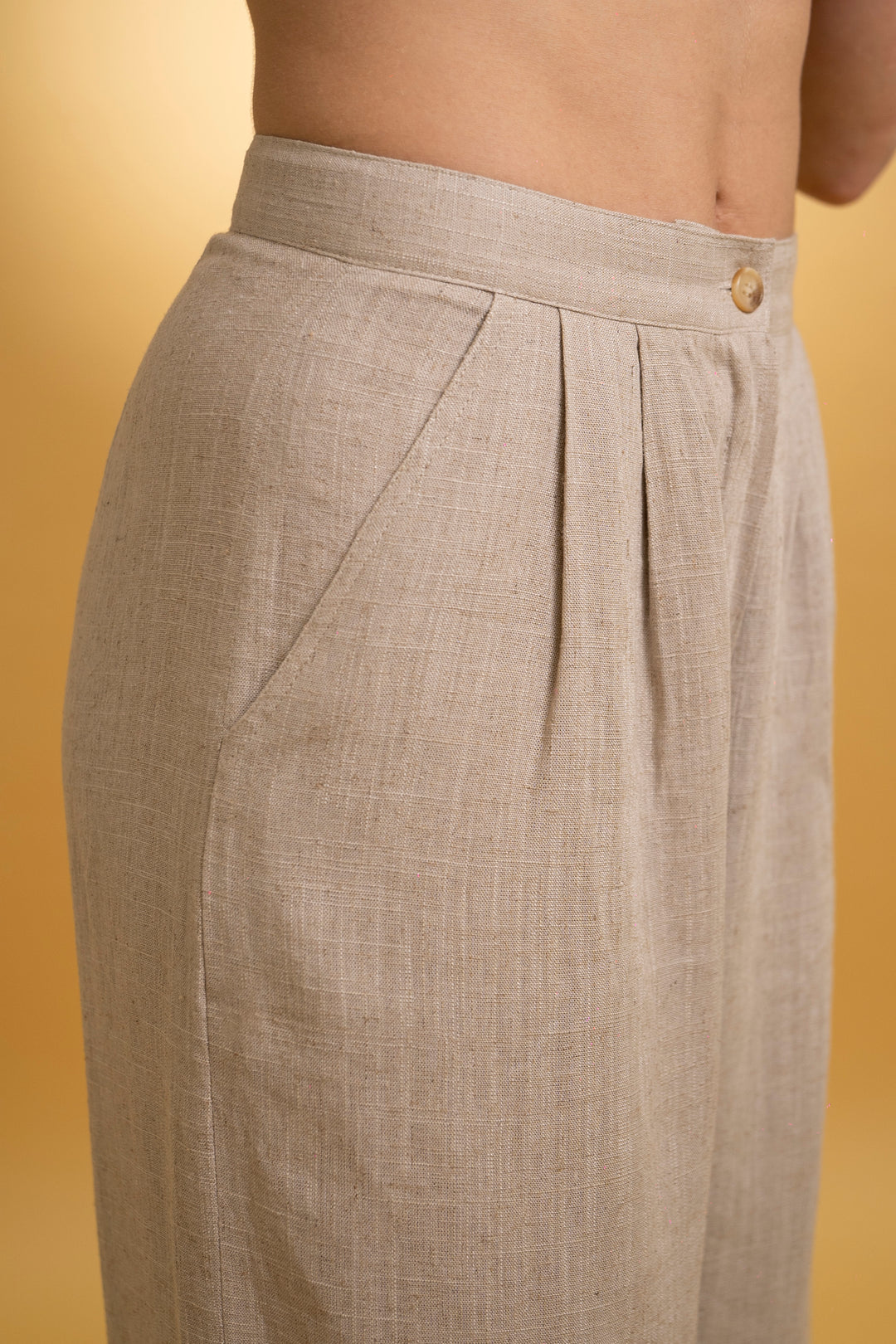 Pantalon en lin grège