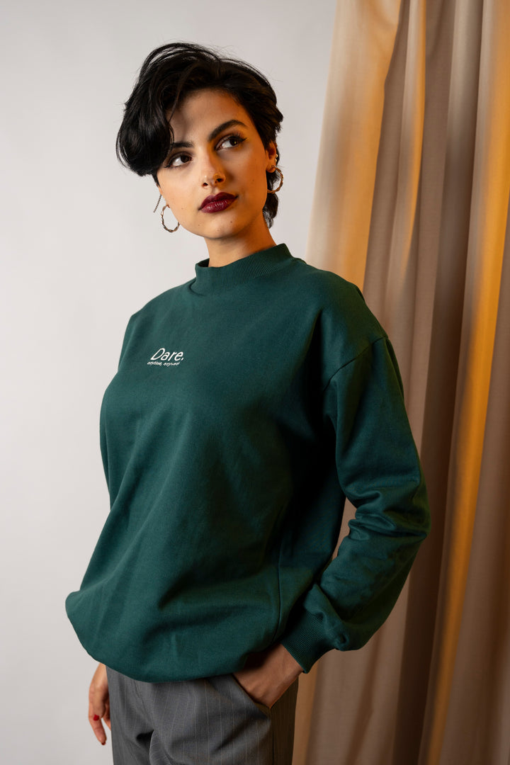 Sweatshirt vert avec broderie