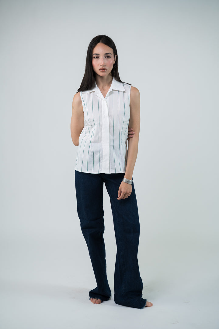 Chemise sans manches à rayures