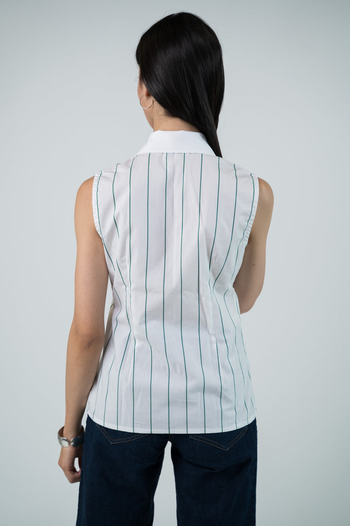 Chemise sans manches à rayures