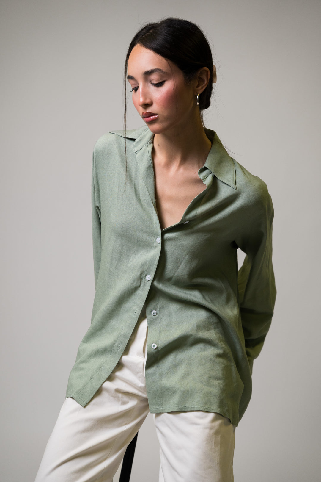 Chemise oversize en lin vert