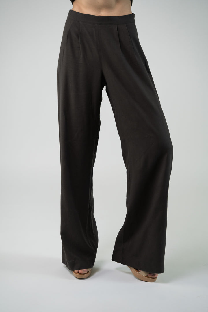 Pantalon en lin vert foncé