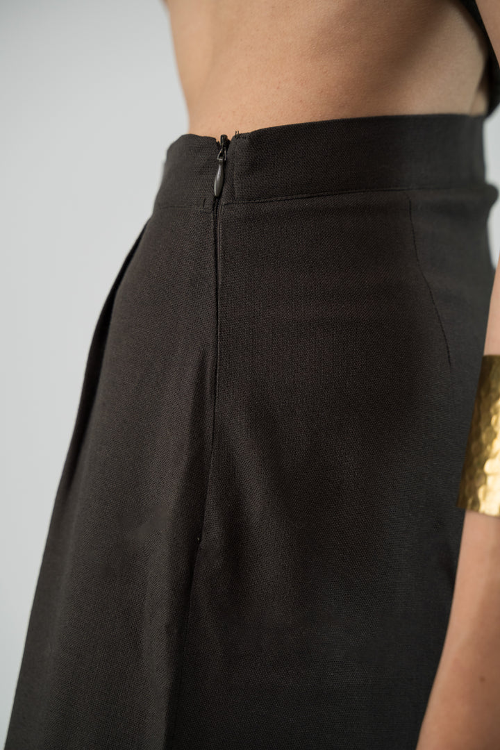 Pantalon en lin vert foncé