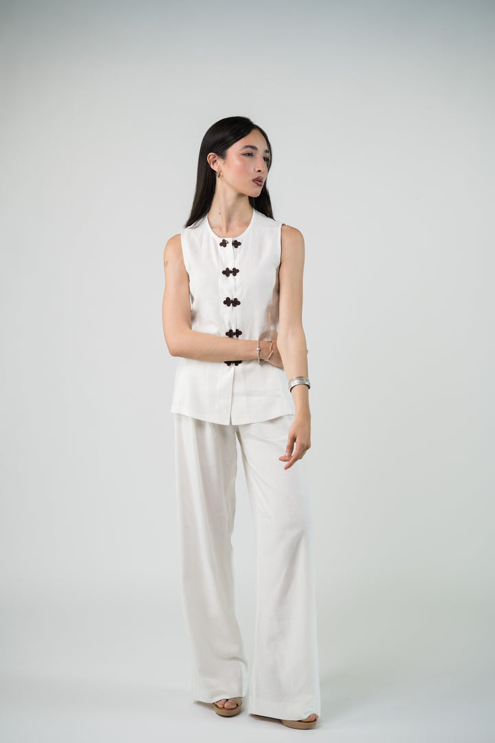 Pantalon en lin blanc