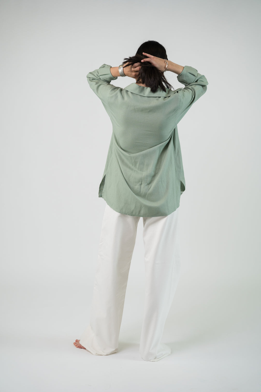 Chemise oversize en lin vert