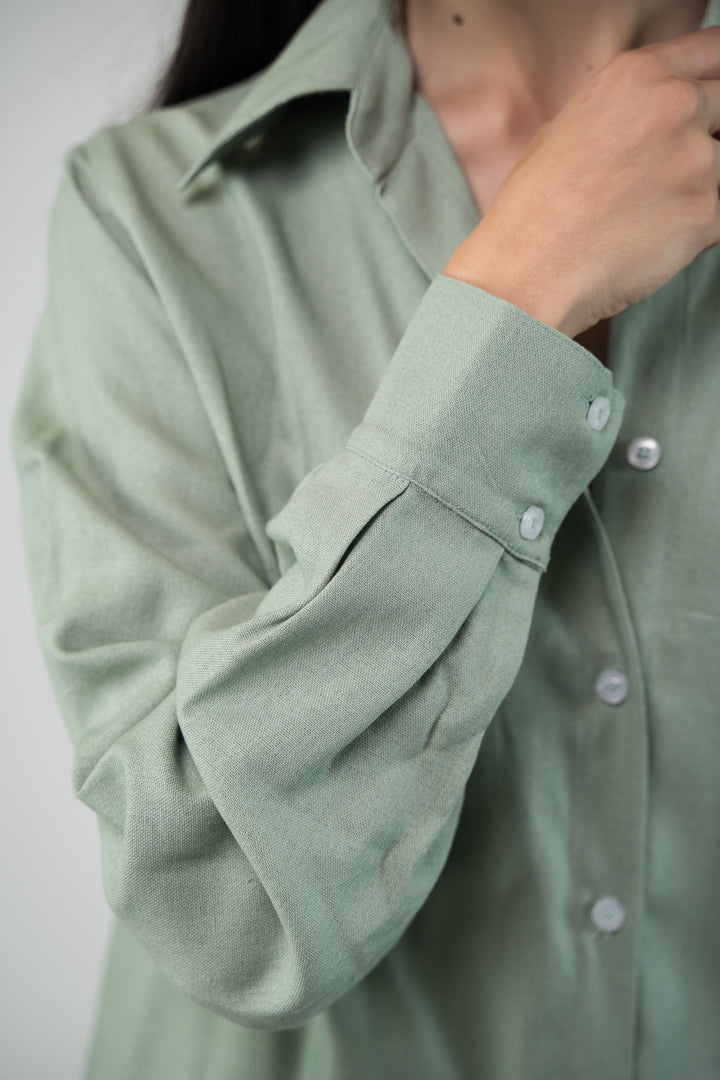 Chemise oversize en lin vert