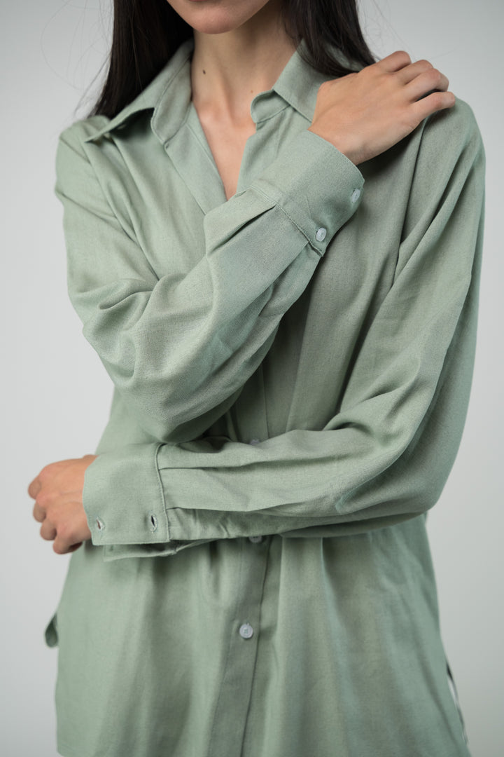 Chemise oversize en lin vert
